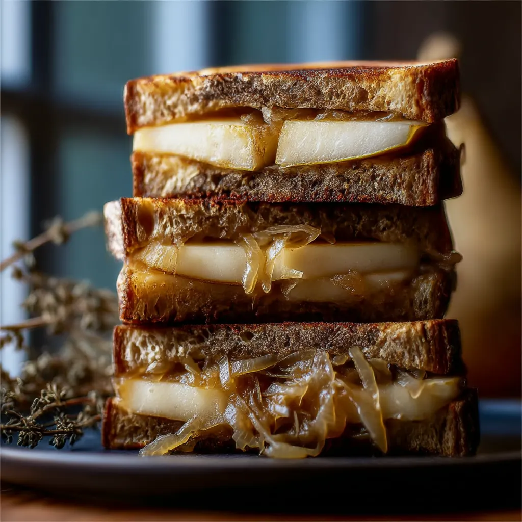Pear and Apple Grilled Cheese With Caramelized Onions