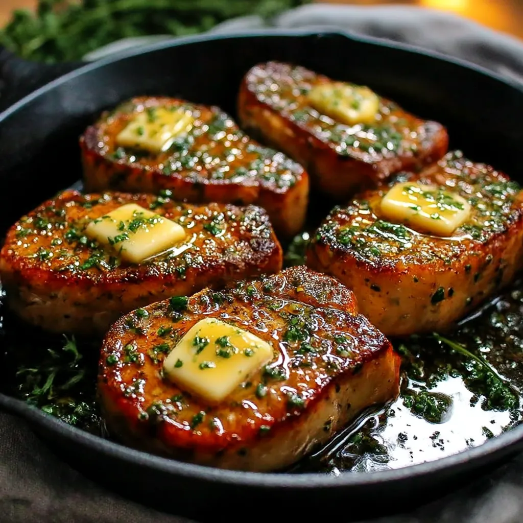 Garlic Butter Pan Seared Pork Chops